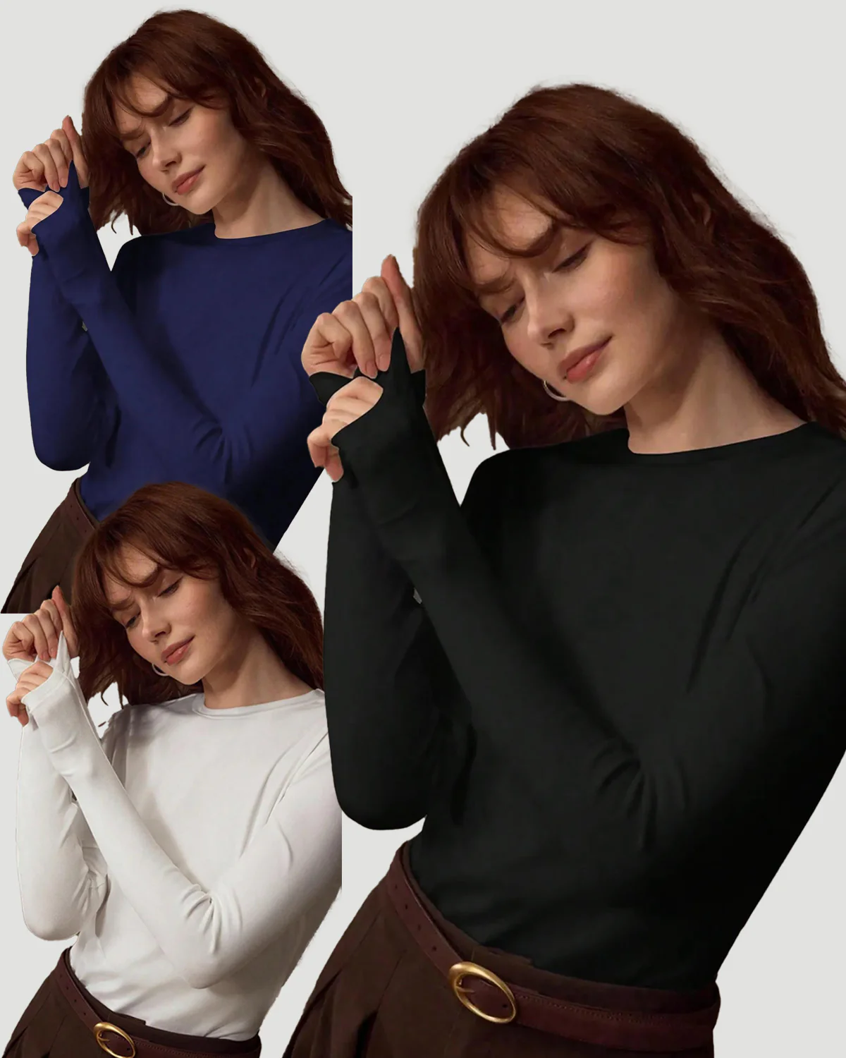 Women‚Äôs 3 Pack Long Sleeve Stretch Basic Tops