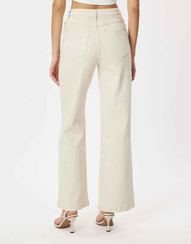 Women’s Beige High Waisted Wide Leg Jeans - Image 3