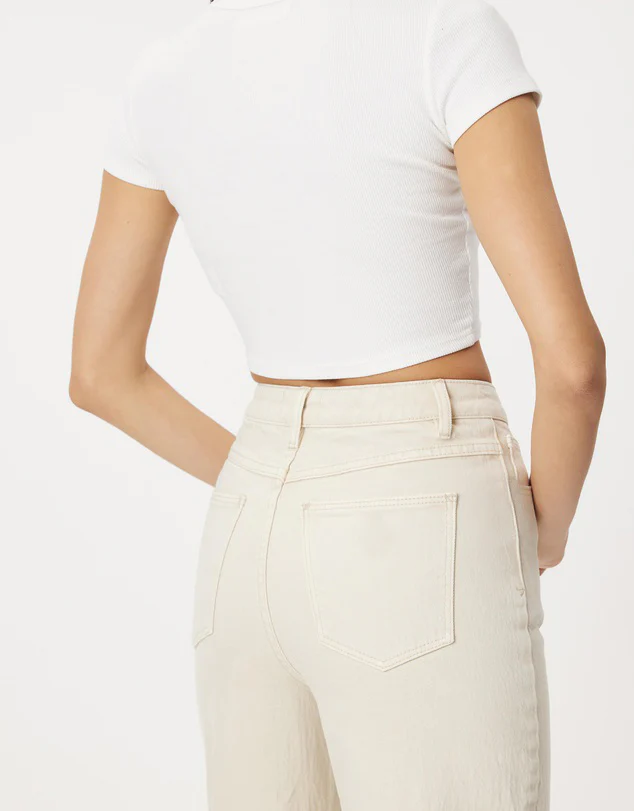 Women’s Beige High Waisted Wide Leg Jeans - Image 4