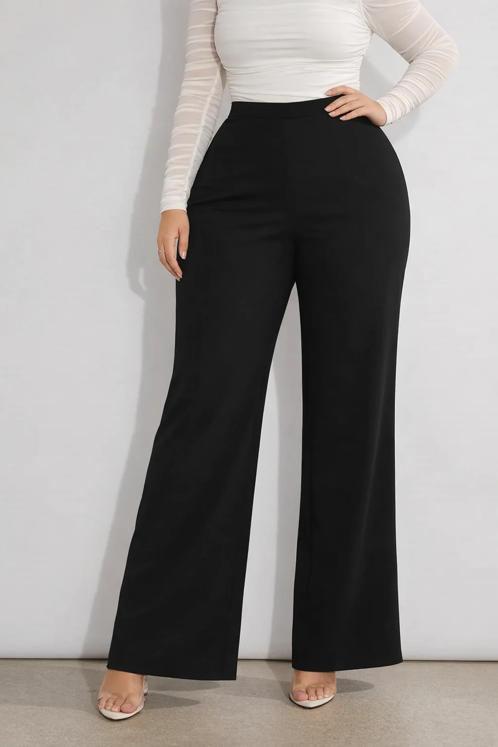 Women’s Black High Waist Wide Leg Pants - Image 3