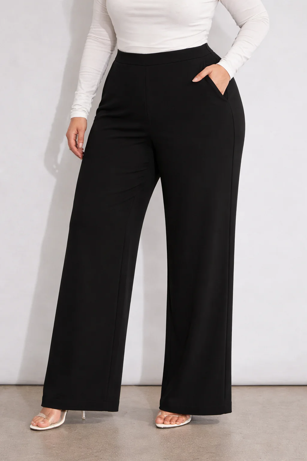 Women’s Black High Waist Wide Leg Pants - Image 4