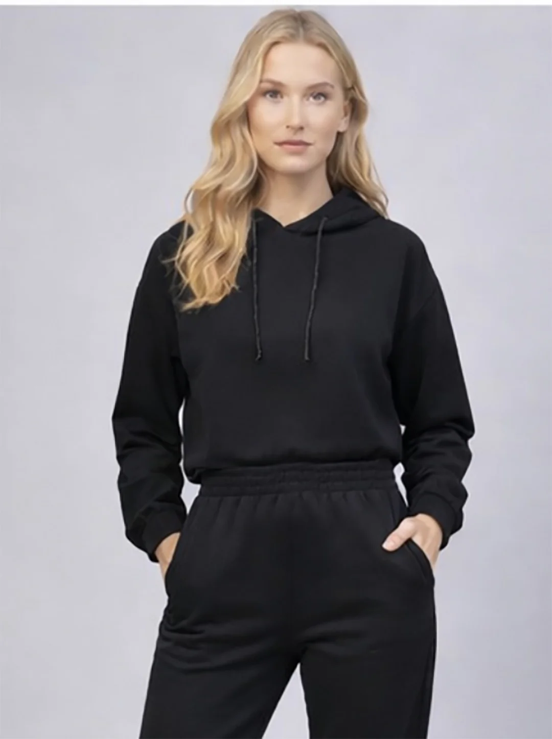 Women‚Äôs Black Hooded Sweatshirt Jogger Lounge Set - Image 4