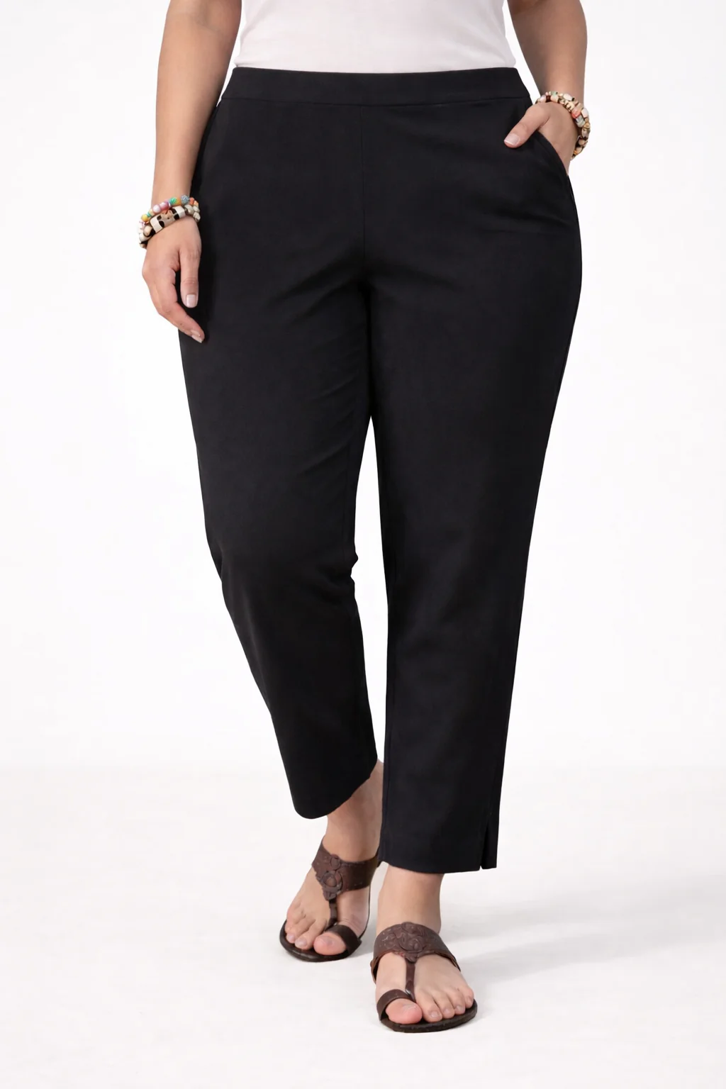 Women’s Black Straight Leg Ankle Pants - Image 2