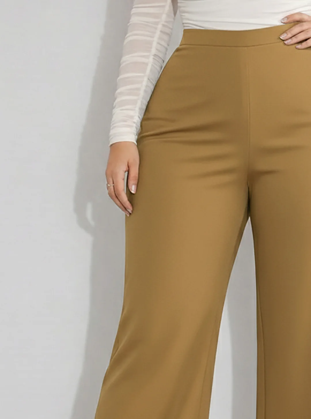 Women’s Camel High Waist Wide Leg Pants - Image 5