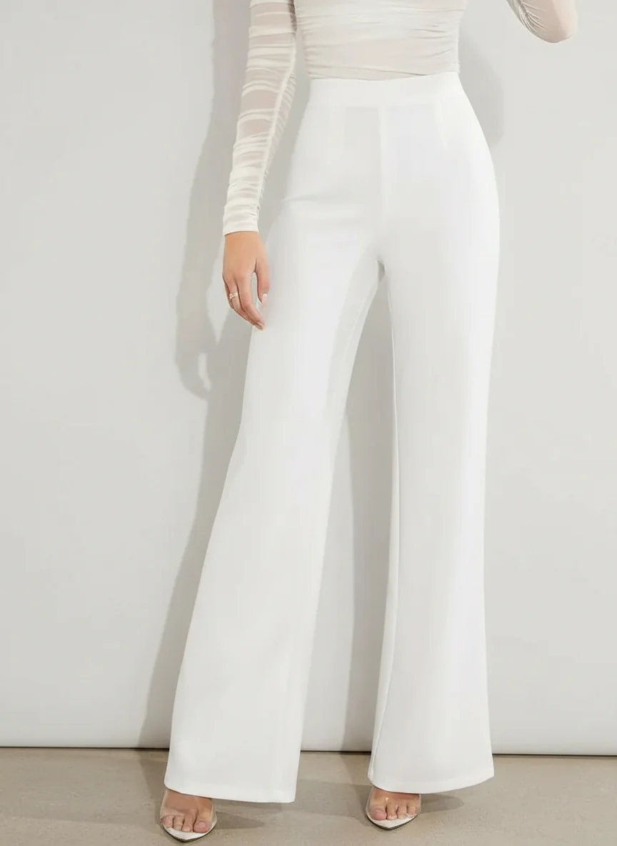 Women‚Äôs Cream High Waisted Wide Leg Pants - Image 3