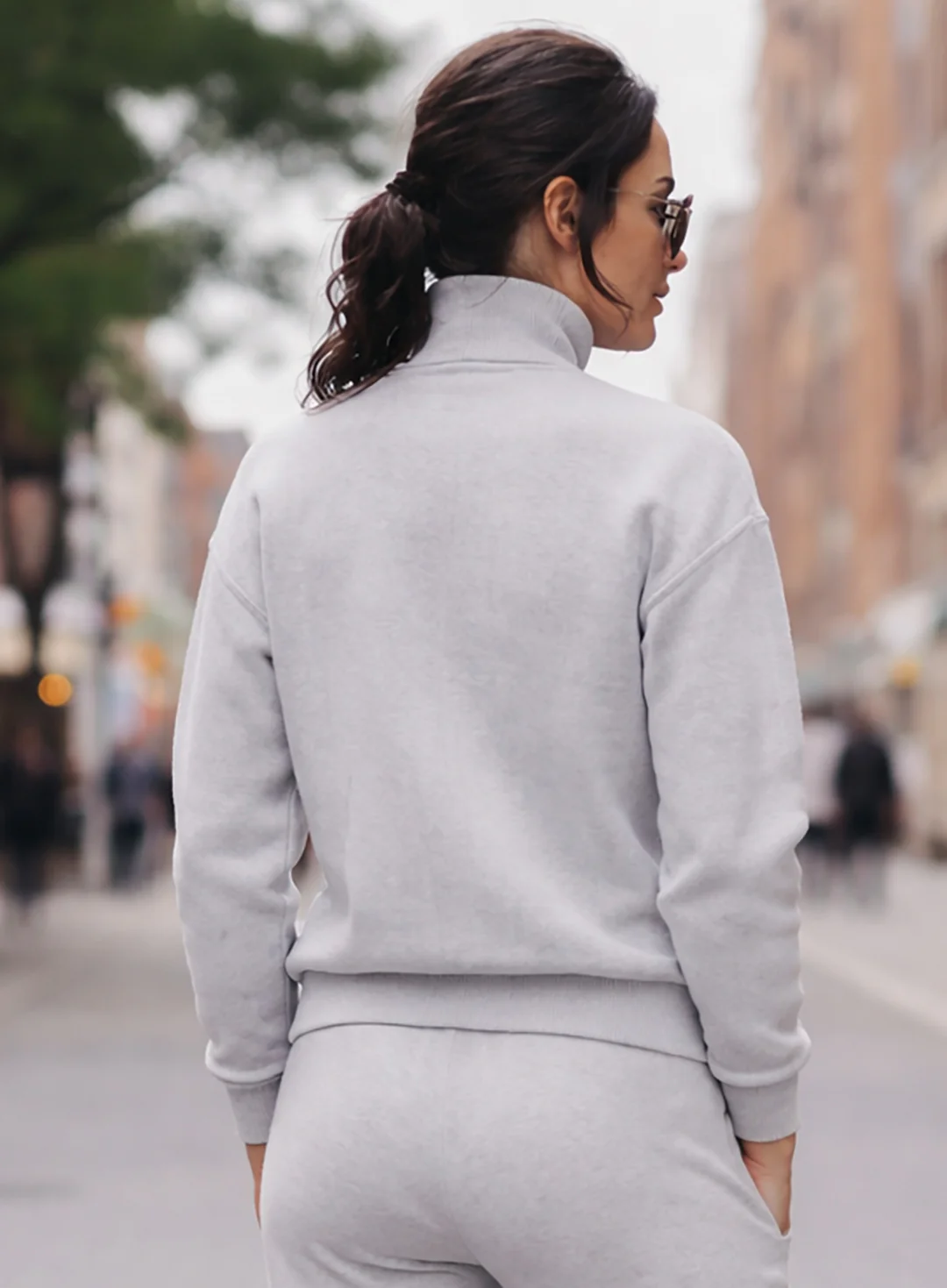 Women‚Äôs Grey Half Zip High Neck Sweatshirt - Image 3
