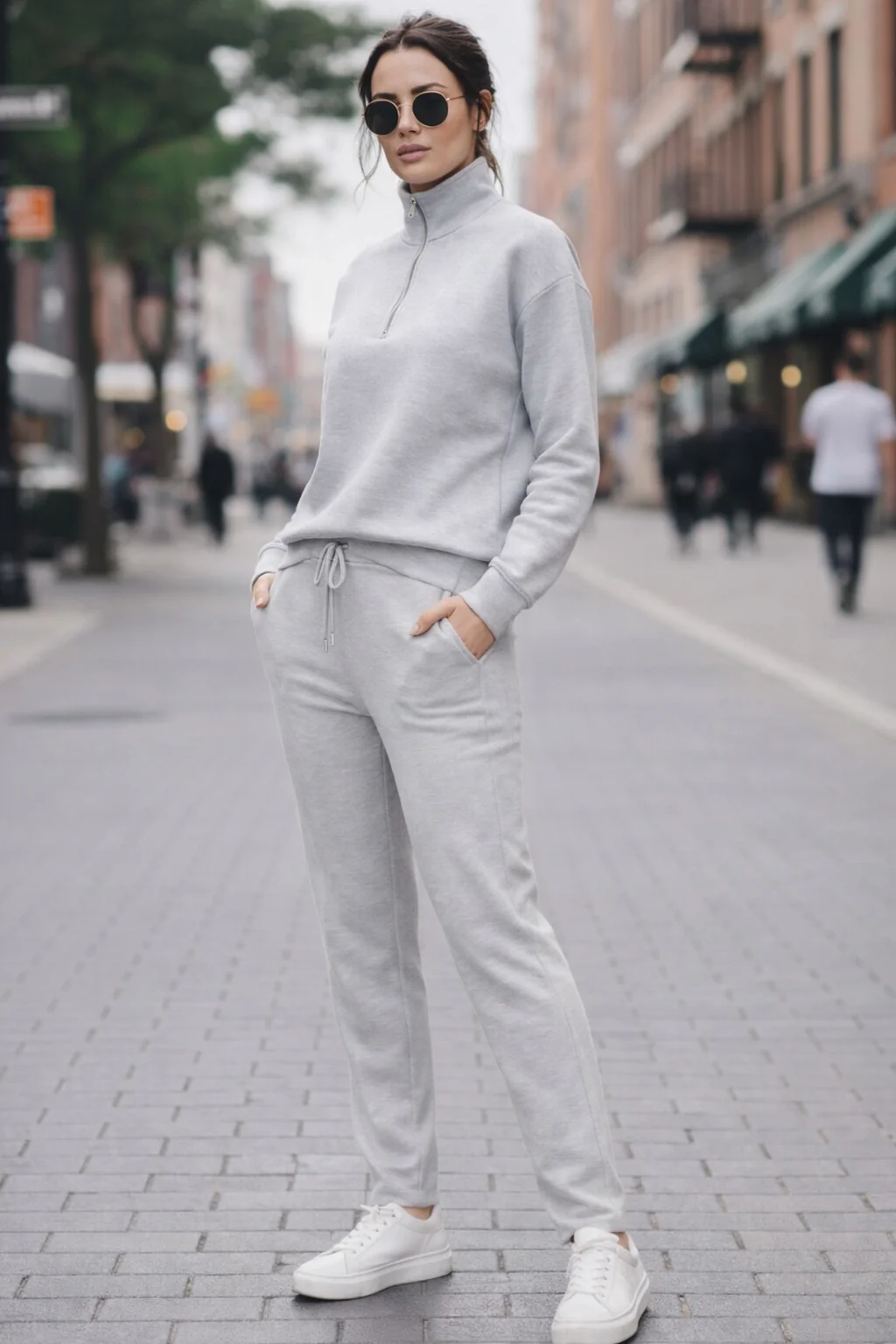 Women‚Äôs Grey Half Zip High Neck Sweatshirt - Image 4