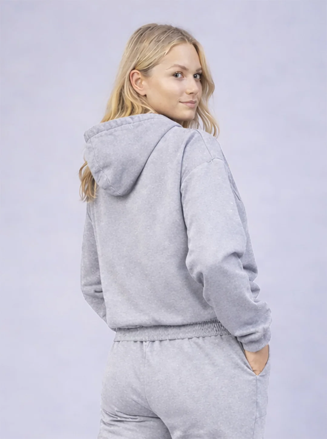 Women‚Äôs Grey Hooded Sweatshirt Jogger Lounge Set - Image 4