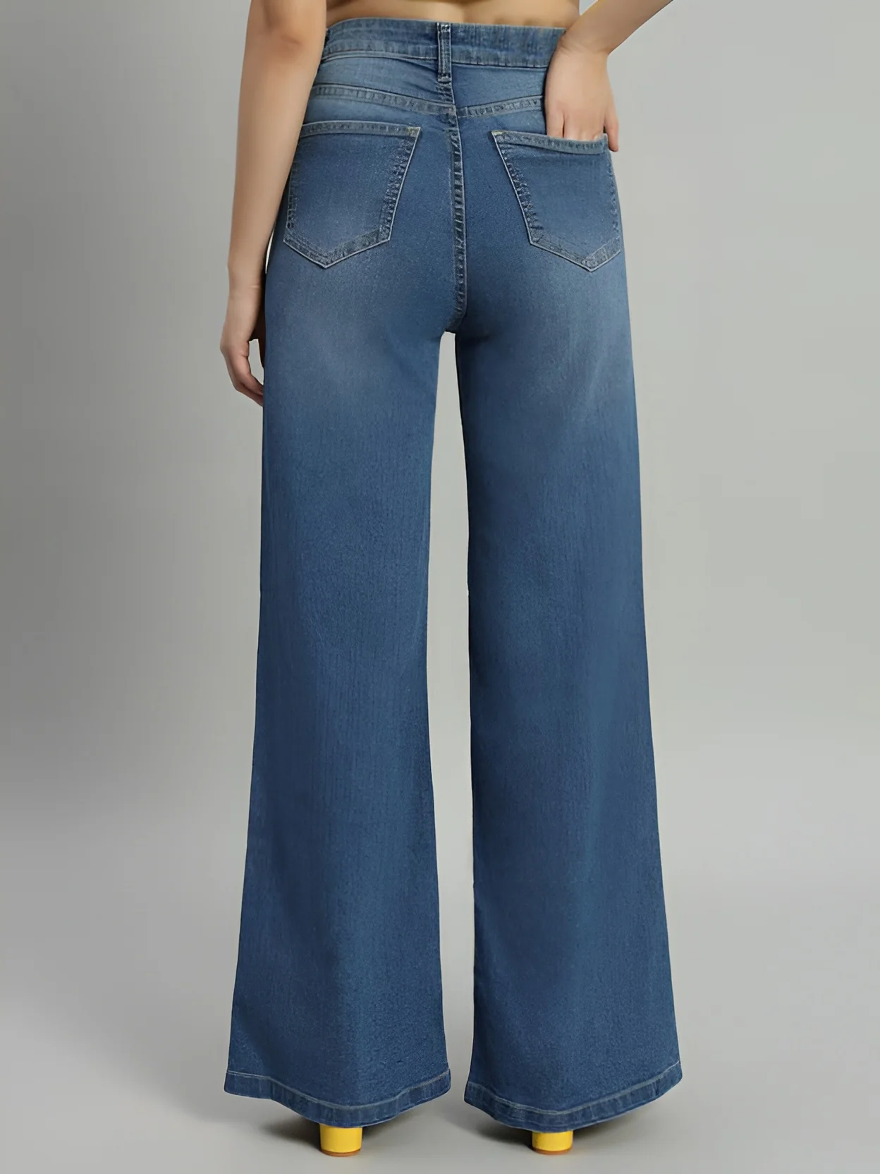 Women‚Äôs High Waist Wide Leg Blue Denim Jeans - Image 4
