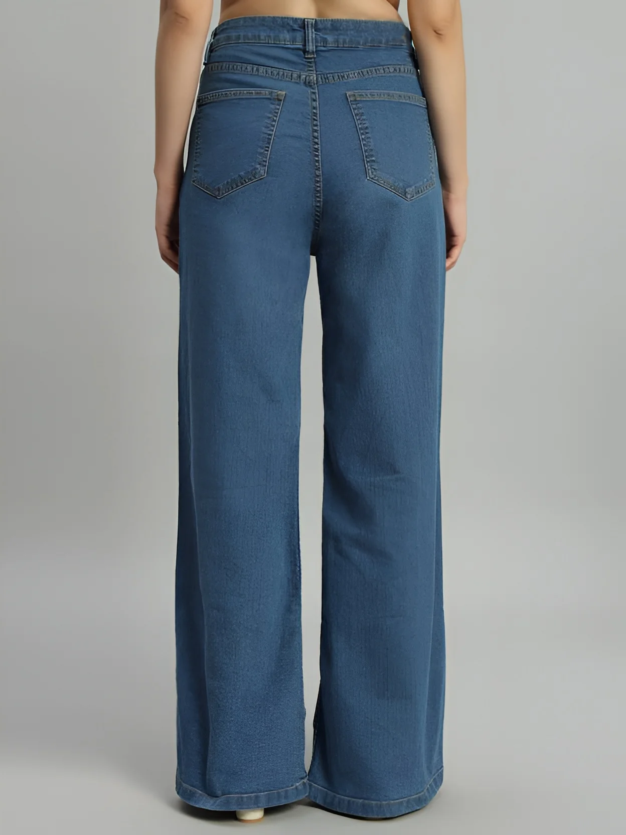 Women‚Äôs High Waist Wide Leg Blue Denim Jeans - Image 4