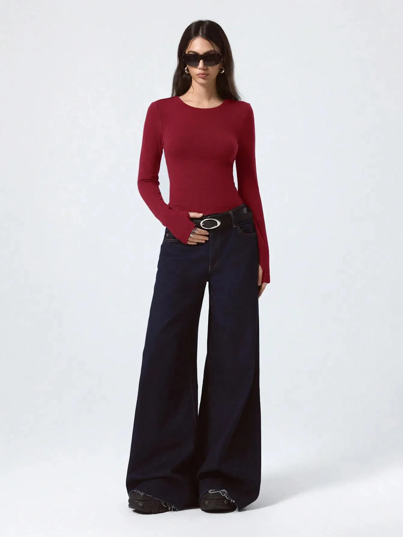 Women‚Äôs Maroon Full Sleeve Slim Fit T-Shirt - Image 4