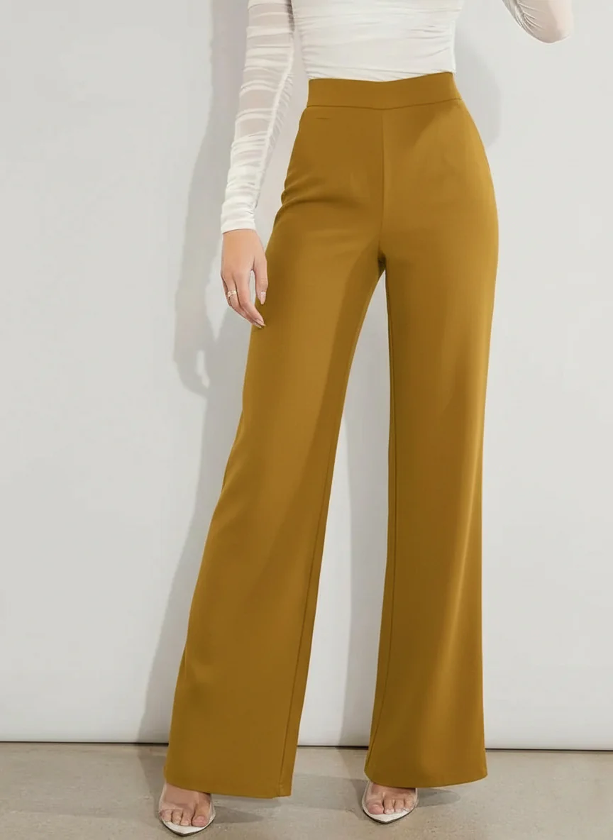 Women‚Äôs Mustard High Waisted Wide Leg Pants - Image 3