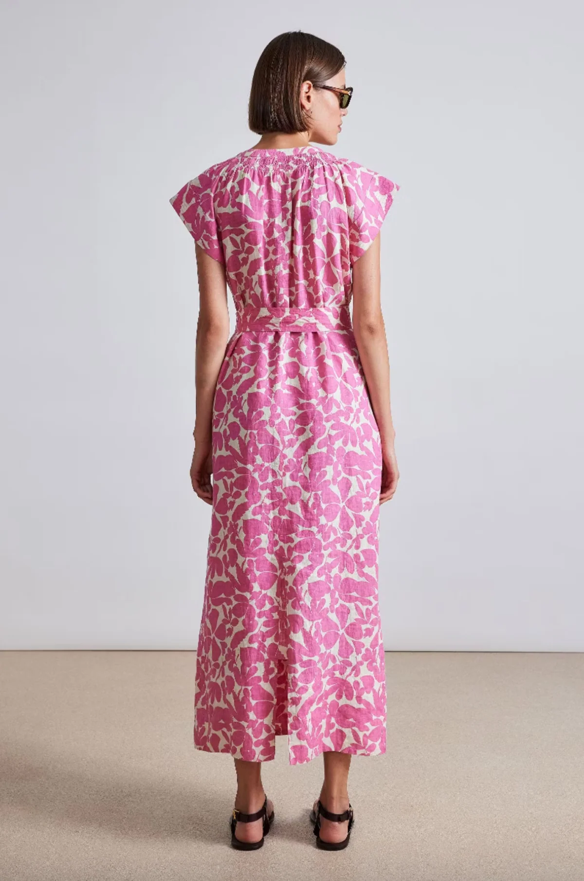 Women’s Pink Floral Print Midi Dress - Image 3
