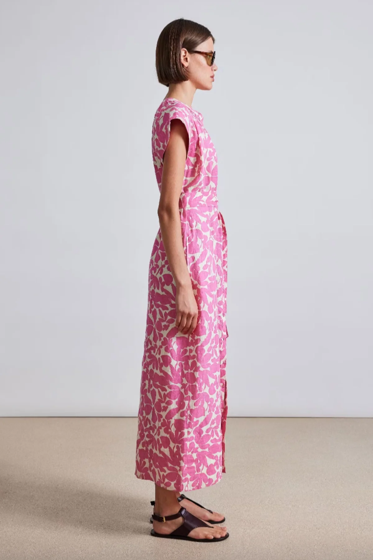 Women’s Pink Floral Print Midi Dress - Image 4