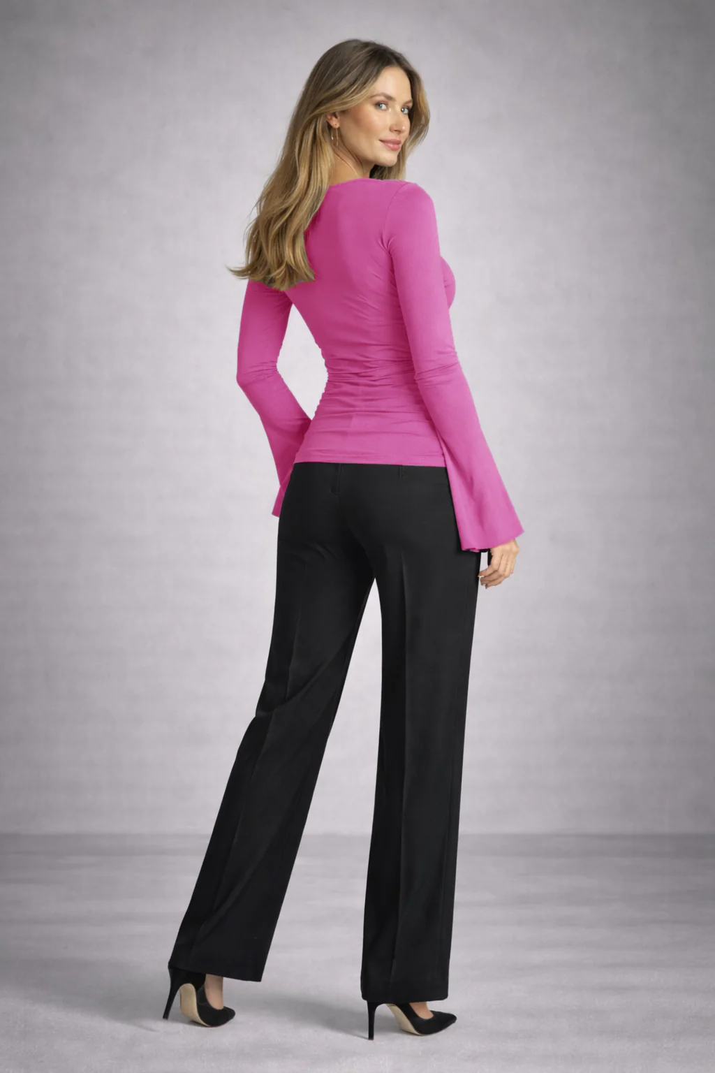 Women’s Pink Long Sleeve Fitted Top - Image 2