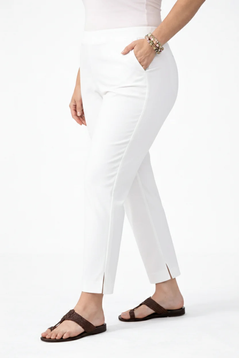 Women’s White Straight Leg Ankle Pants - Image 2