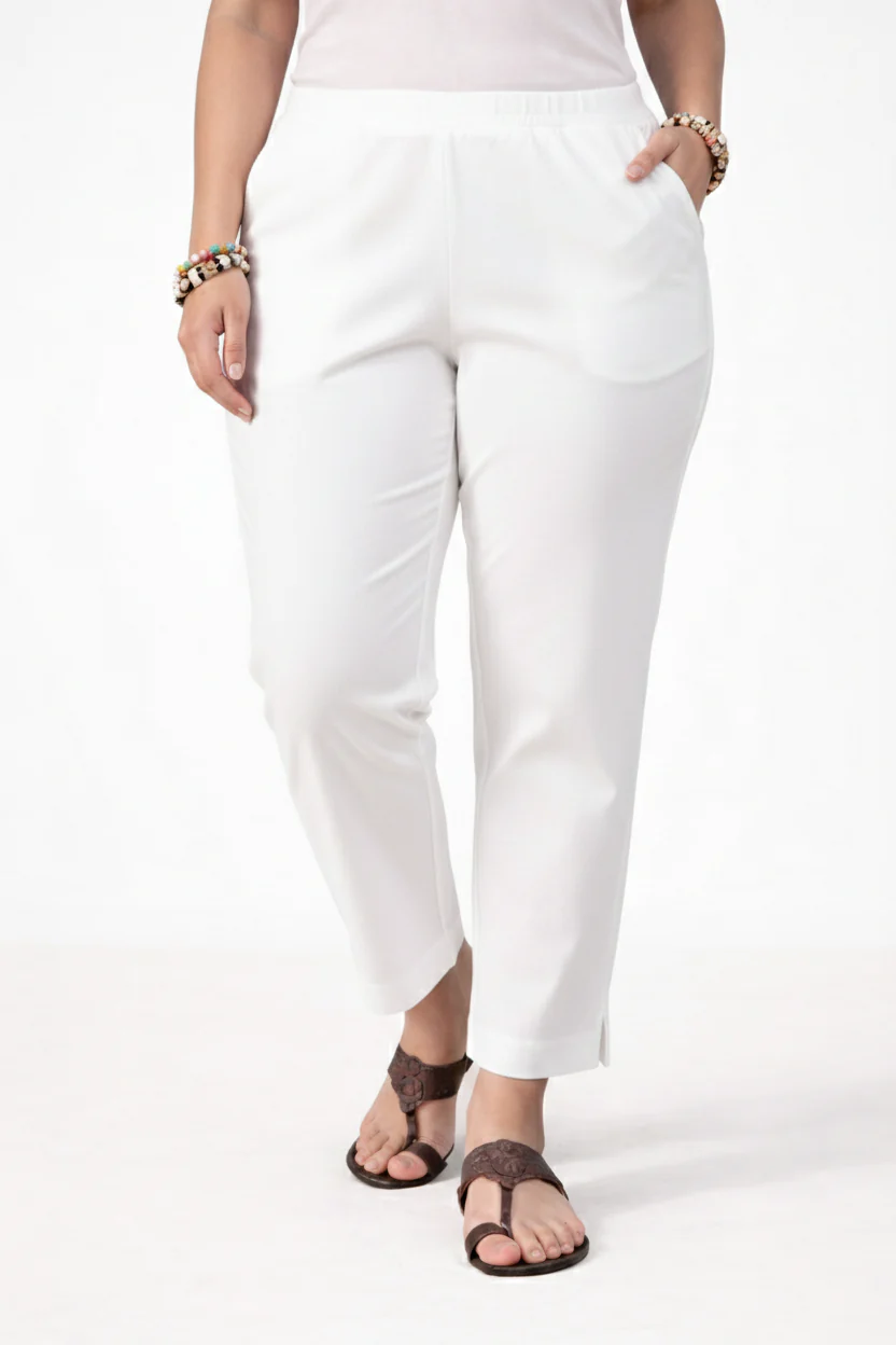 Women’s White Straight Leg Ankle Pants - Image 4