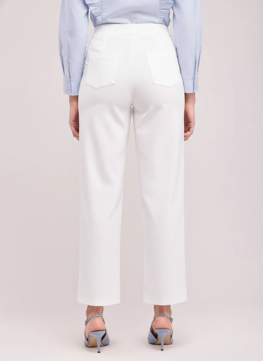 Women White High Waist Straight Fit Pants - Image 4