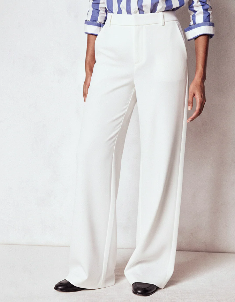 Women White High Waist Wide Leg Pants - Image 4