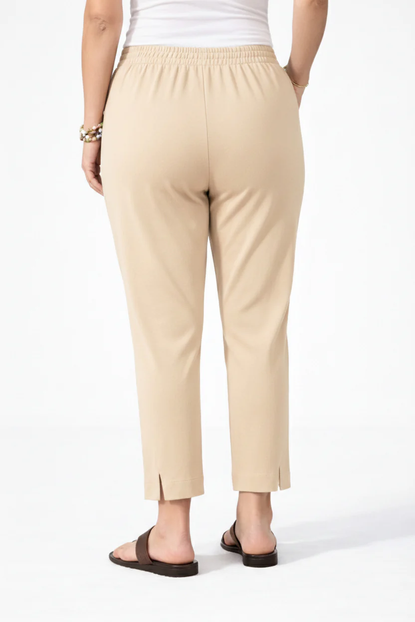 Women's Beige Ankle Length Pants Plus Size - Image 5