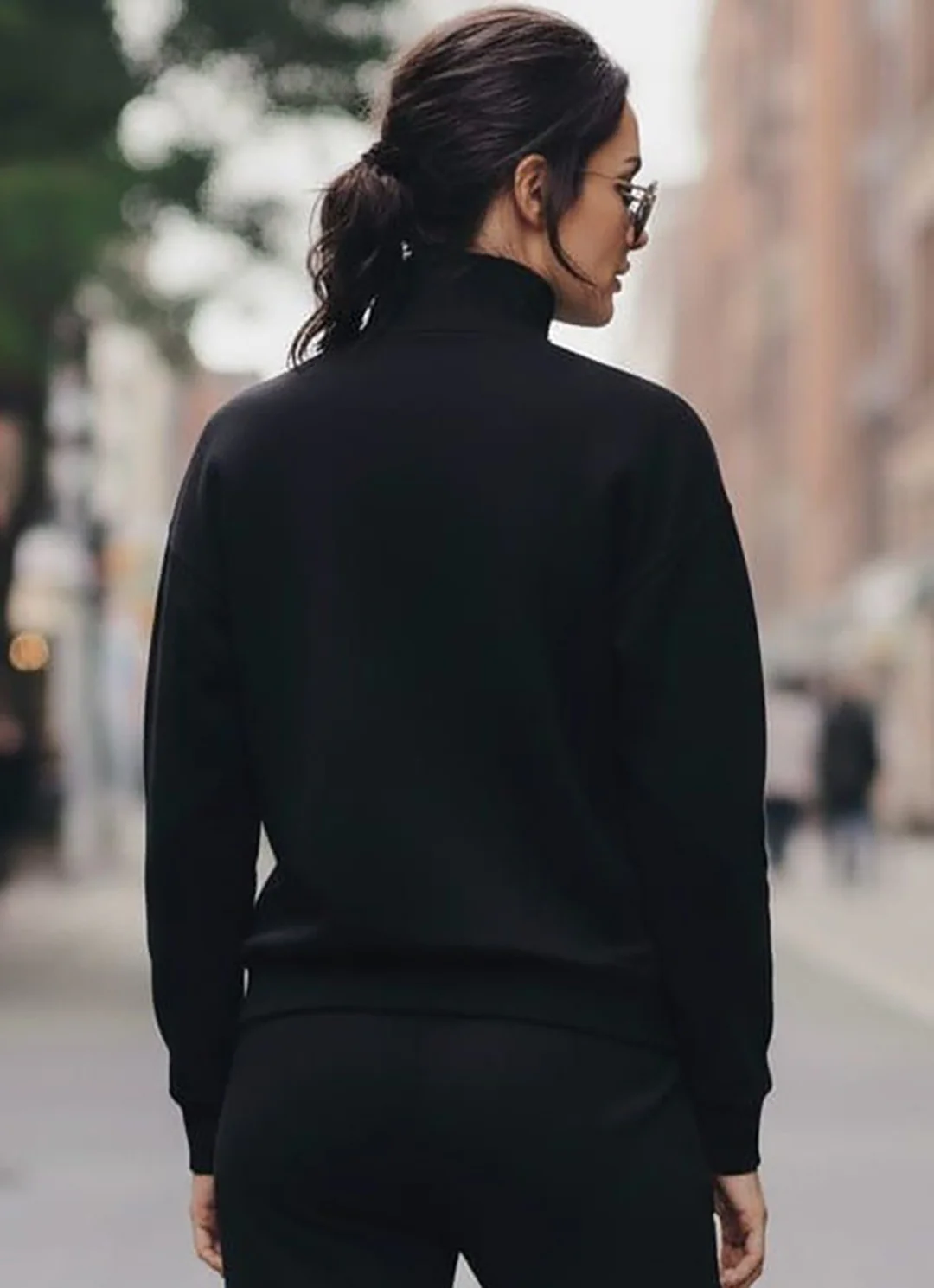 Women's Black Half-Zip Mock Neck Sweatshirt - Image 3