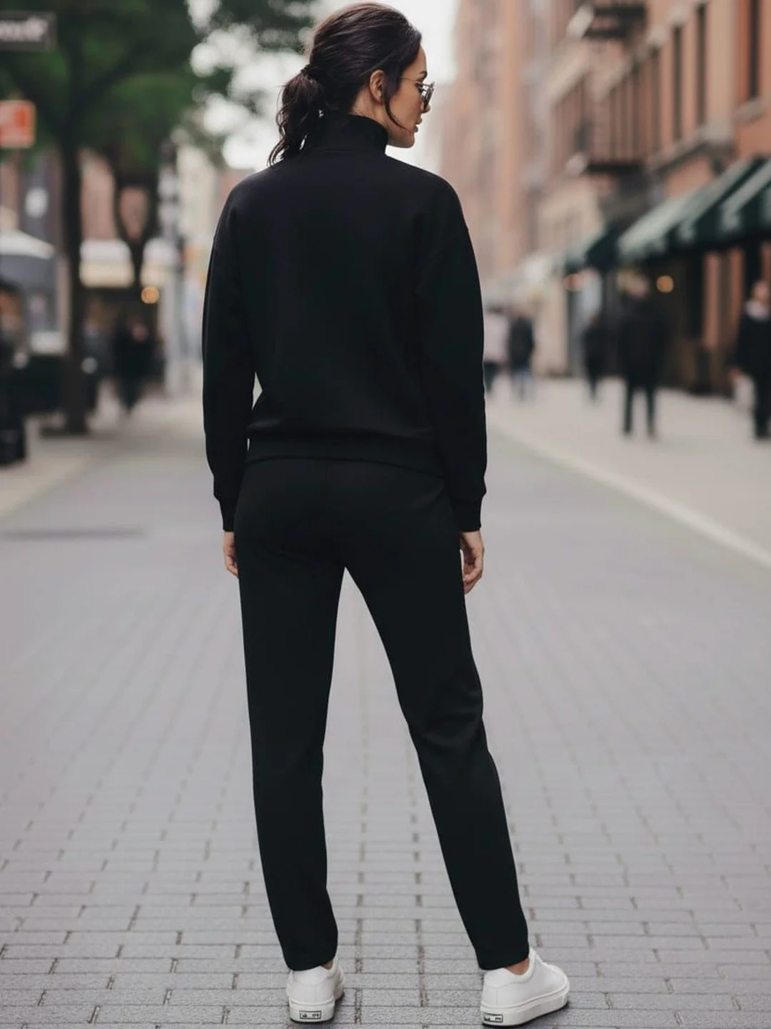 Women's Black Half-Zip Sweatshirt & Joggers Winter Set - Image 4