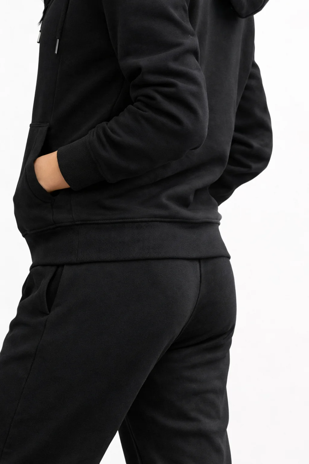 Women's Black Zip-Up Hoodie & Joggers Winter Tracksuit Set - Image 3