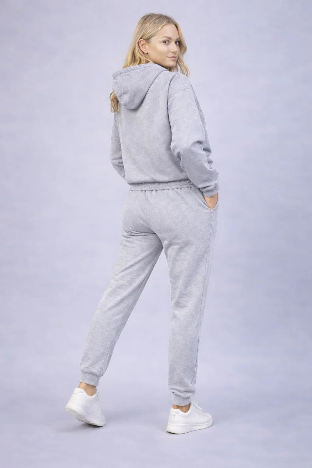 Women's Grey Pullover Hoodie & Joggers Sweatsuit Set - Image 2