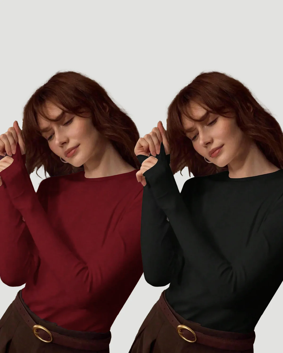 Women's Long Sleeve Crew Neck Basic Tee 2-Pack