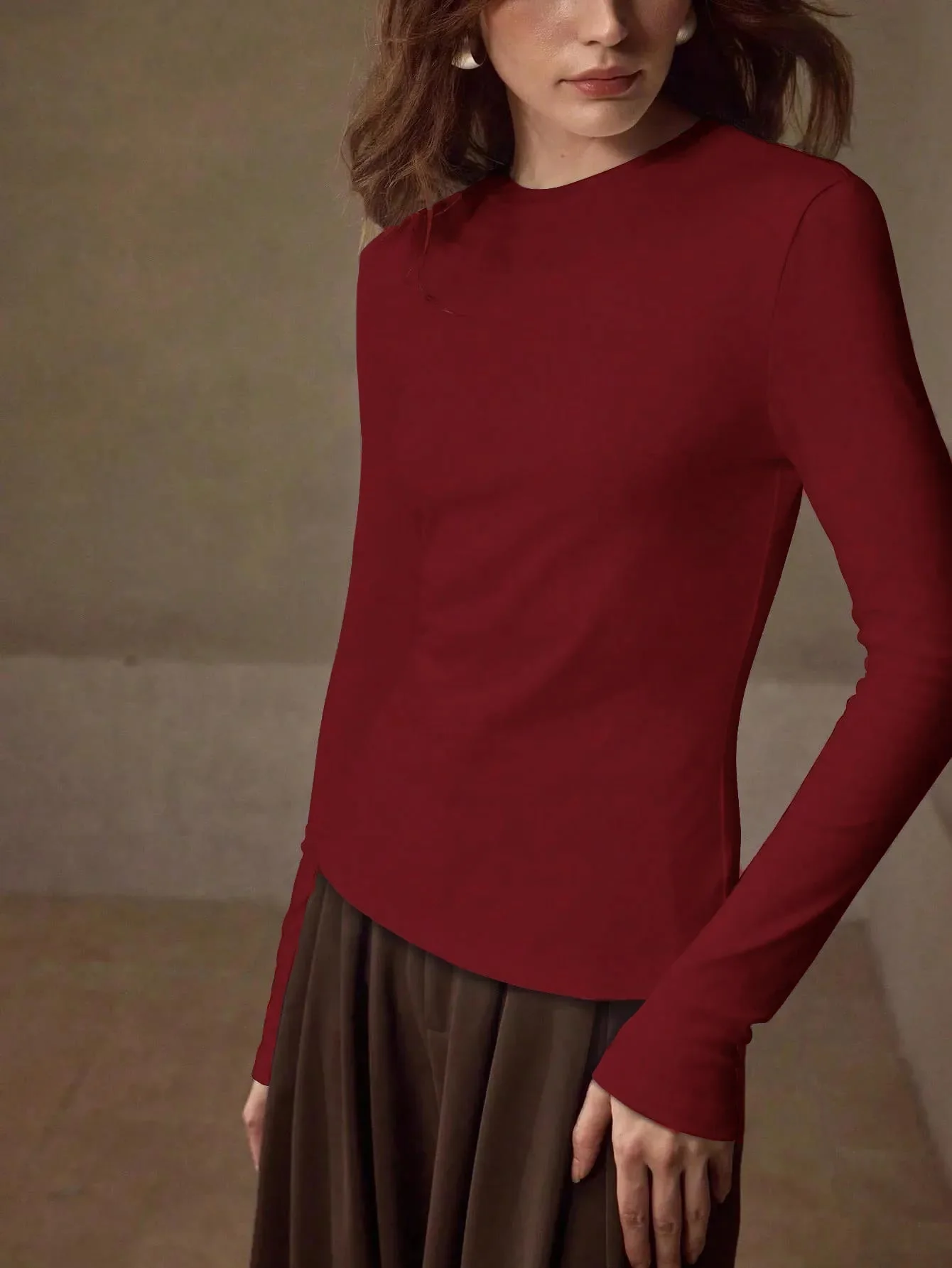 Women's Long Sleeve Crew Neck Basic Tee 2-Pack - Image 5