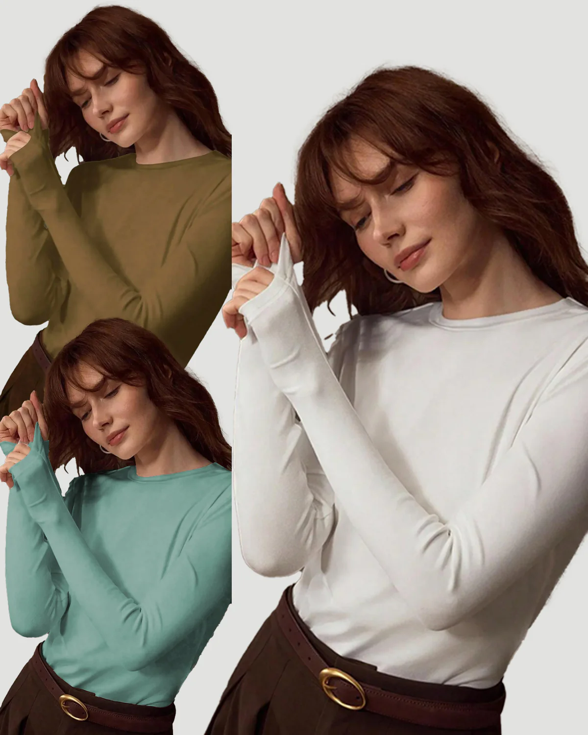 Women's Long Sleeve Crew Neck Basic Tee 3-Pack