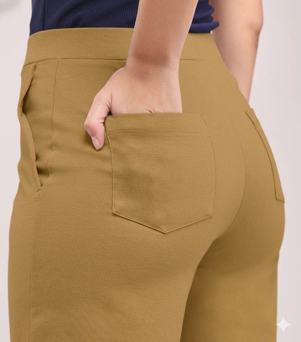 Women's Mustard Yellow Ankle Length Pants - Image 4