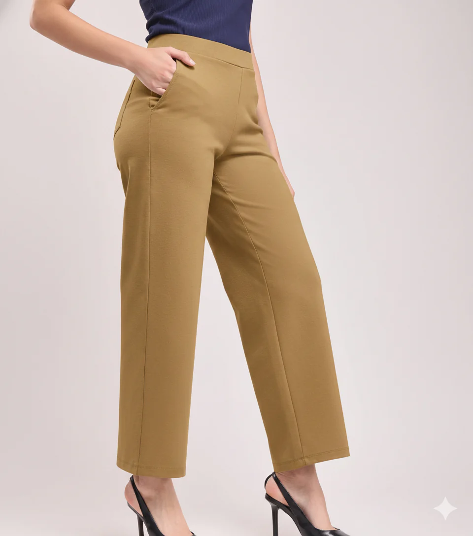 Women's Mustard Yellow Ankle Length Pants - Image 6