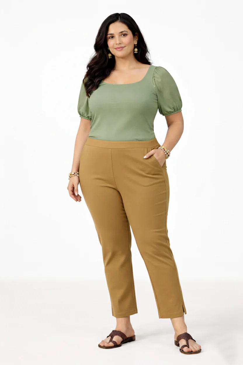 Women's Mustard Yellow Ankle Pants Plus Size