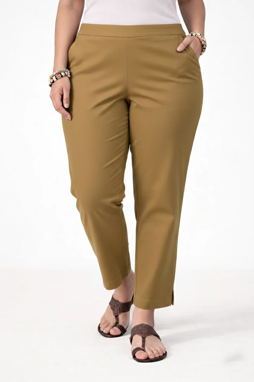 Women's Mustard Yellow Ankle Pants Plus Size - Image 3