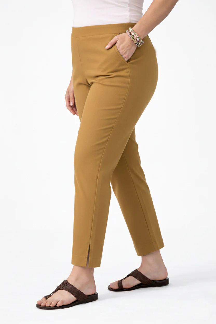Women's Mustard Yellow Ankle Pants Plus Size - Image 4
