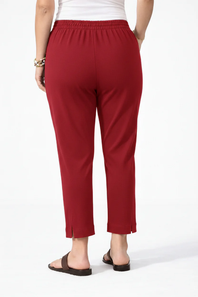 Women's Viscose Red Ankle Pants Plus - Image 3