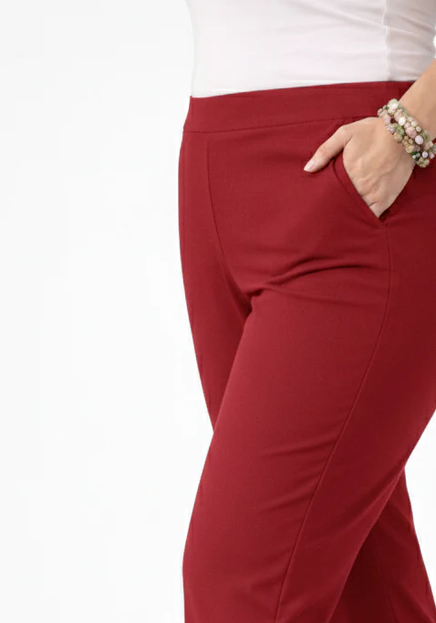 Women's Viscose Red Ankle Pants Plus - Image 5