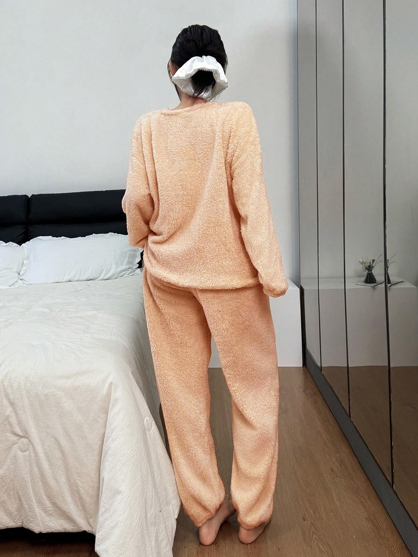 Women's Ultra Soft Fleece Lounge Set - Peach - Image 3