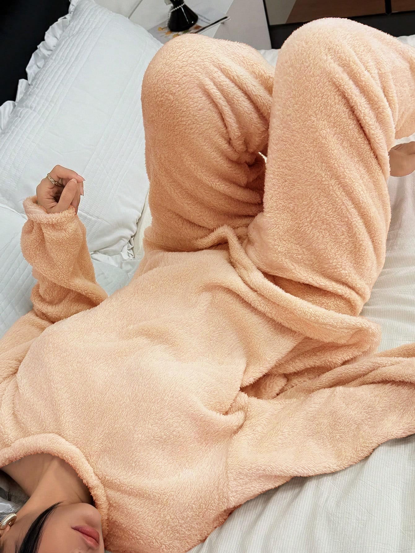 Women's Ultra Soft Fleece Lounge Set - Peach - Image 5