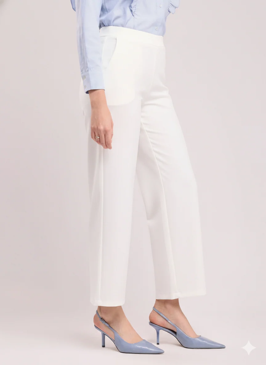 Women's White Ankle Length Pants - Image 2