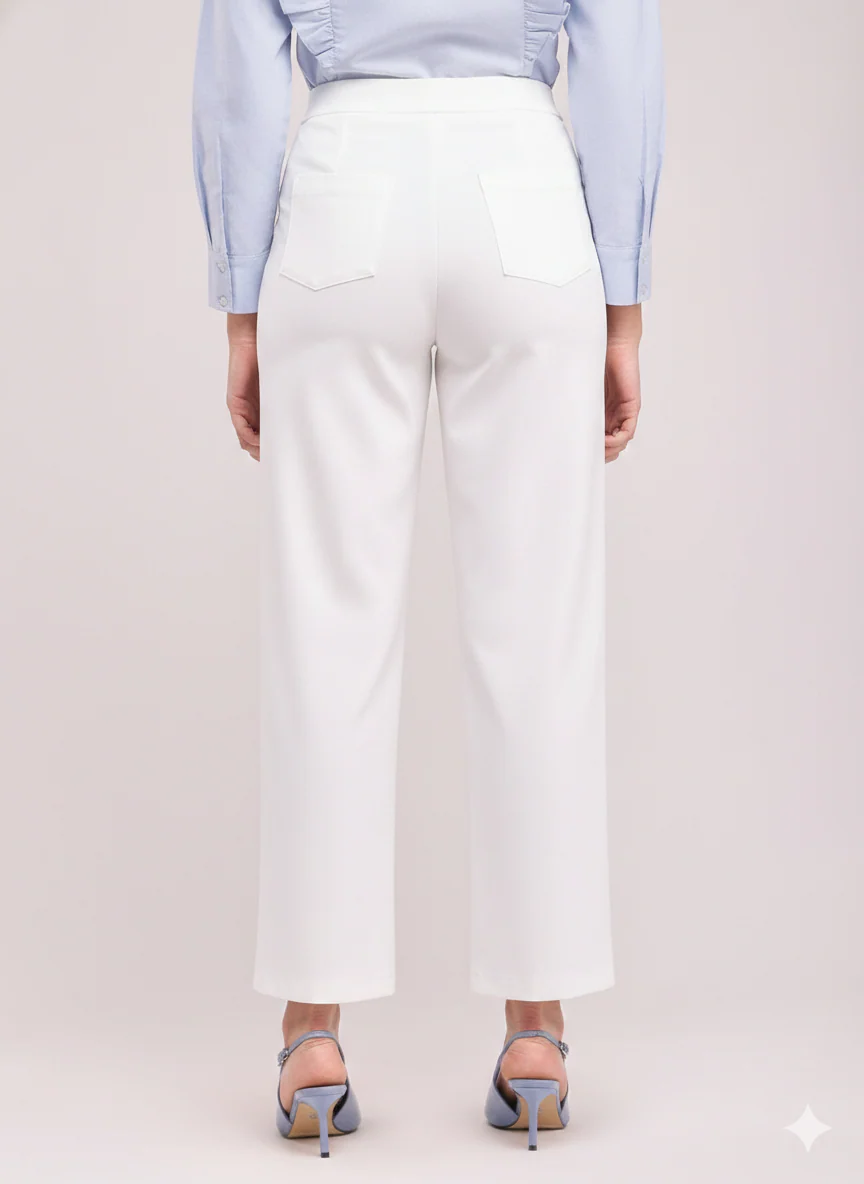 Women's White Ankle Length Pants - Image 5