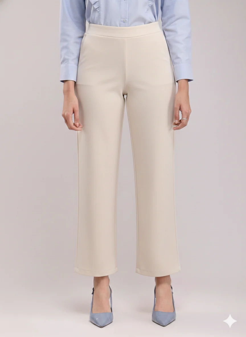Women's White Wide Leg Cropped Pants - Image 3