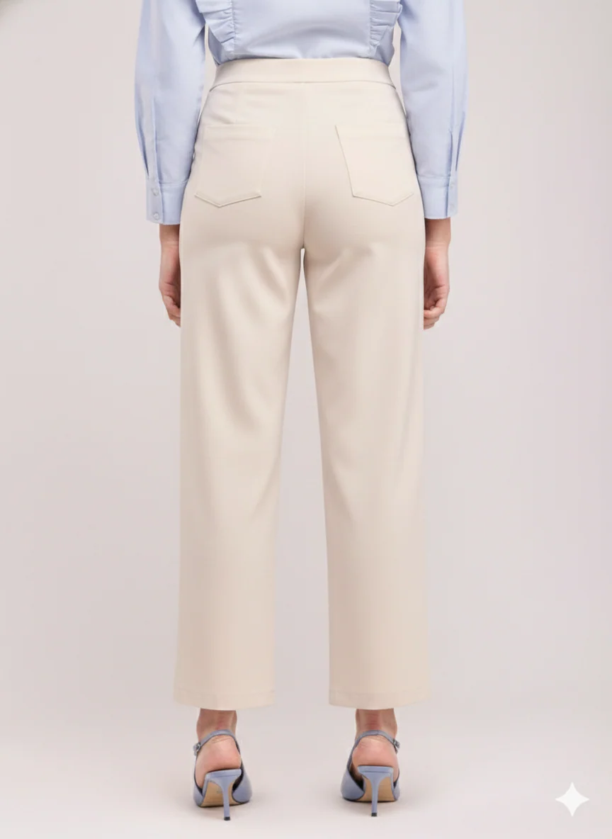 Women's White Wide Leg Cropped Pants - Image 5