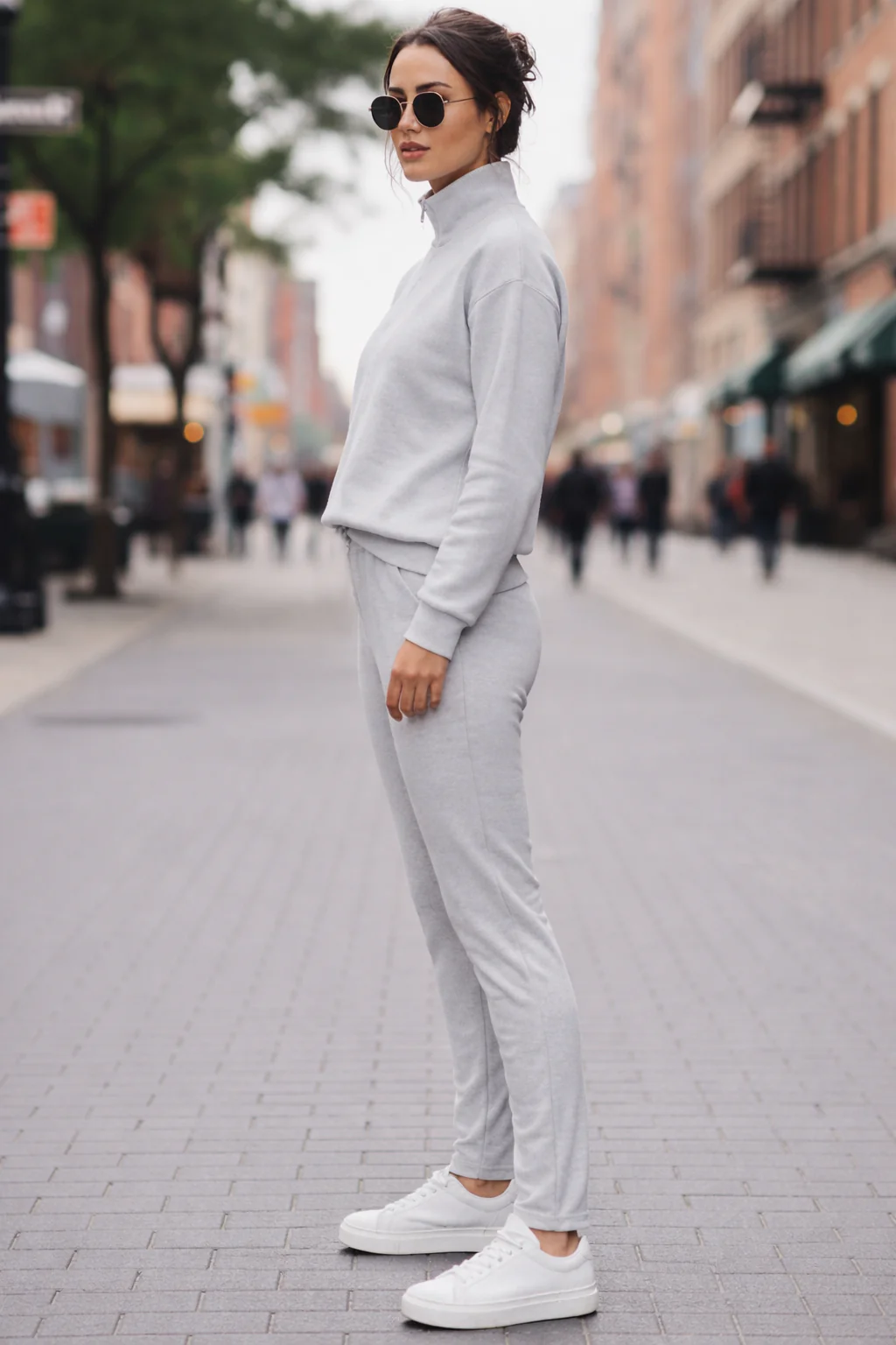 Women's Grey Half-Zip Sweatshirt & Joggers Winter Set - Image 2